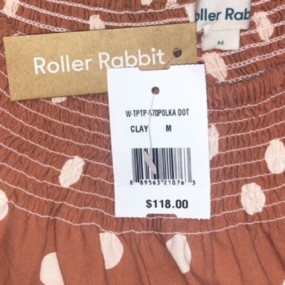 Roller Rabbit Polka Dot Puff Sleeve Denida Blouse - Picture 9 of 9